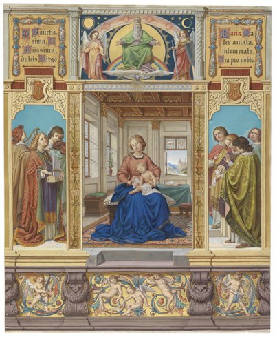 The Virgin Mary, Mother of Jesus, Sitting in a Room Surrounded by Musical Angels by Carl Mayer